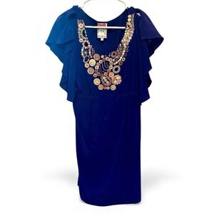 Yoana Baraschi Purple Dress with Colorful Beaded Embellishments Size 4
